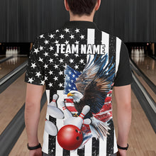Load image into Gallery viewer, Black and White American Flag Eagle Mens Bowling Shirt Custom patriotic outfit men Bowling Team Jersey NQS9709