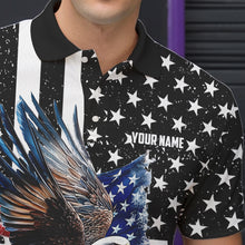 Load image into Gallery viewer, Black and White American Flag Eagle Mens Bowling Shirt Custom patriotic outfit men Bowling Team Jersey NQS9709