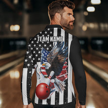 Load image into Gallery viewer, Black and White American Flag Eagle Mens Bowling Shirt Custom patriotic outfit men Bowling Team Jersey NQS9709