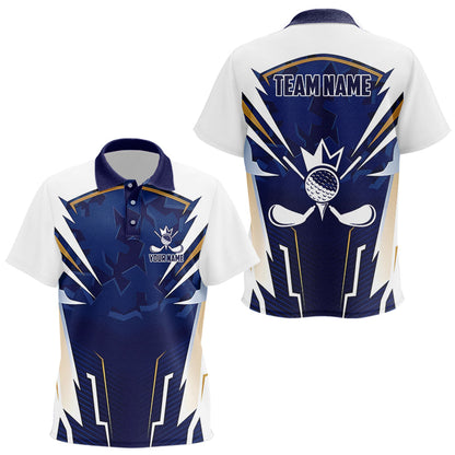White and Blue Camo Custom kids golf polo shirts, Kid golf outfit team golf shirts NQS9710