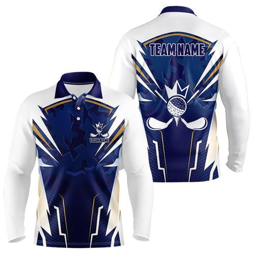 White and Blue Camo Custom Golf Polo Shirts For Men, mens golf outfit team golf shirts NQS9710