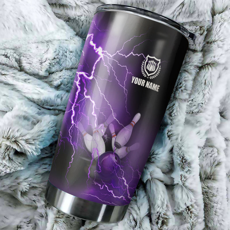 Multicolor Lightning thunder storm Bowling ball pins Custom name and team name bowling tumblers Cup NQS9711