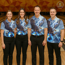 Load image into Gallery viewer, Blue lightning thunder bowling Eagle custom Womens Bowling Polo Shirts, gift for team bowlers NQS7488