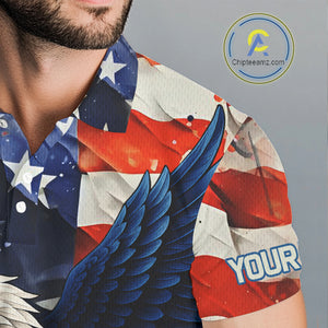 American Flag Eagle Mens golf polo shirts custom patriotic Eagle golf attire for men NQS9976