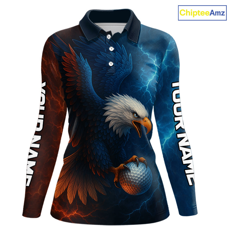 Red amd Blue Lightning Thunder Eagle Women golf golf polo shirt custom Eagle ladies golf attire NQS9977