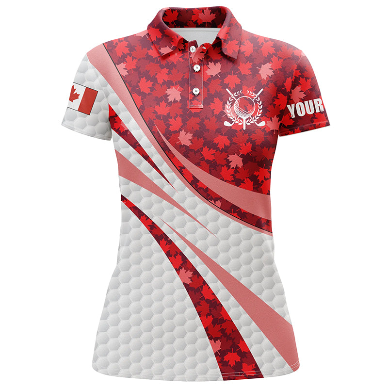 White Womens golf polo shirts red Maple leaves personalized Canada golf shirts for women NQS5751