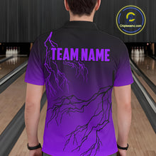 Load image into Gallery viewer, Black and Purple gradient Lightning thunder storm Bowling shirts for Men Custom Bowling Team Jerseys NQS10136