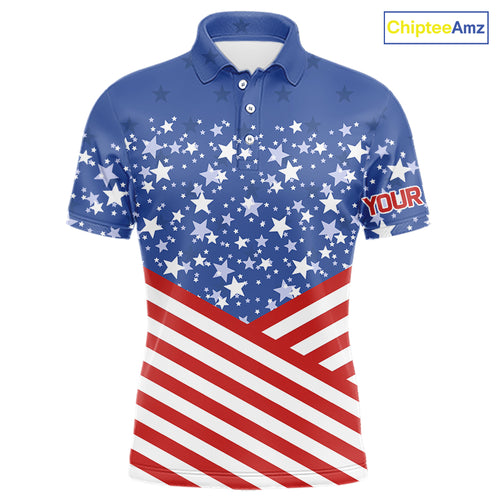 Red, White and Blue Men golf polo shirts Custom American Flag patriotic Golf attire for men NQS10137