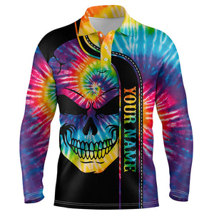 Colorful tie dye golf skull Mens golf polo shirts custom name black golf outfit men NQS5958