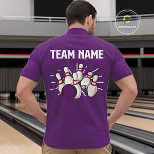 Retro Purple argyle pattern Bowling shirts For Men custom bowling team jerseys Bowler Outfits NQS10275