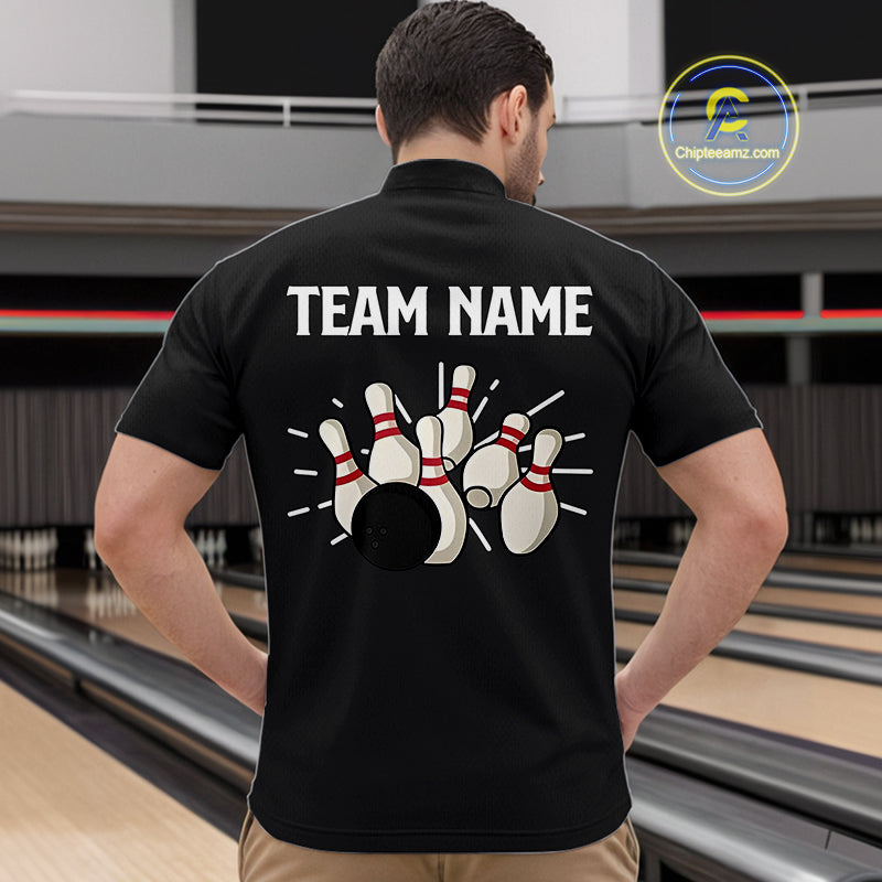 Retro Black argyle pattern Bowling shirts For Men custom bowling team jerseys Bowler Outfits NQS10276