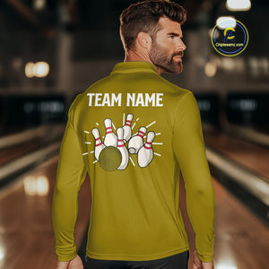 Retro Yellow argyle pattern Bowling shirts For Men custom bowling team jerseys Bowler Outfits NQS10277