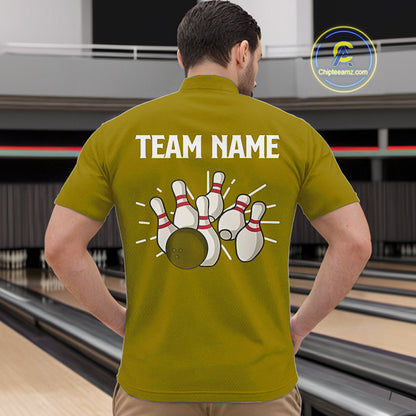 Retro Yellow argyle pattern Bowling shirts For Men custom bowling team jerseys Bowler Outfits NQS10277