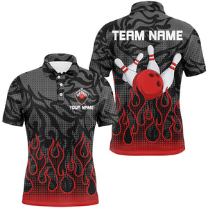 Red Flame Fire Mens bowling shirts black camo Bowling Jerseys Personalized Bowling Team Shirts NQS8493