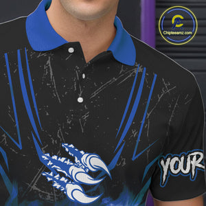 Black and Blue Flame Eagle Bowling Shirt For Men Custom Team Name Bowling Jerseys For Bowlers NQS10673