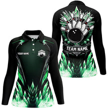 Load image into Gallery viewer, Personalized Icy Green Ice Bowling Team Shirts For Women Custom black Bowling Gifts for bowlers NQS8951