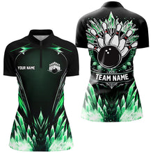 Load image into Gallery viewer, Personalized Icy Green Ice Bowling Team Shirts For Women Custom black Bowling Gifts for bowlers NQS8951