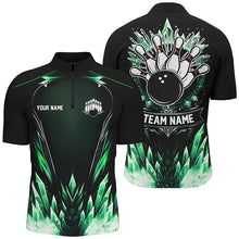 Load image into Gallery viewer, Personalized Icy Green Ice Bowling Team Shirts For Men Custom black Bowling Gifts for bowlers NQS8951