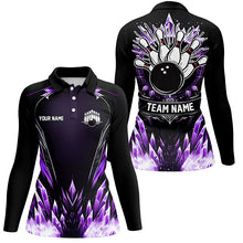 Load image into Gallery viewer, Personalized Icy Purple Ice Bowling Team Shirts For Women Custom black Bowling Gifts for bowlers NQS8952