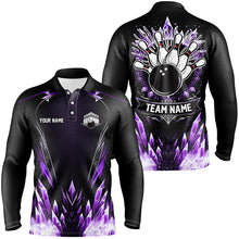 Load image into Gallery viewer, Personalized Icy Purple Ice Bowling Team Shirts For Men Custom black Bowling Gifts for bowlers NQS8952