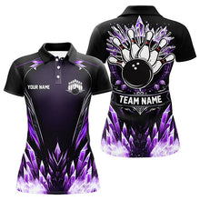 Load image into Gallery viewer, Personalized Icy Purple Ice Bowling Team Shirts For Women Custom black Bowling Gifts for bowlers NQS8952