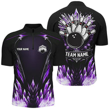 Load image into Gallery viewer, Personalized Icy Purple Ice Bowling Team Shirts For Men Custom black Bowling Gifts for bowlers NQS8952