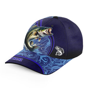 Largemouth Bass fishing blue camo Custom fishing hats, saltwater Angler Bass fishing hat cap NQS8955