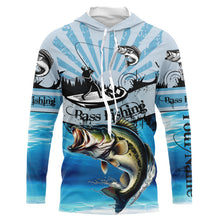 Load image into Gallery viewer, Personalized Largemouth Bass Fishing Jerseys blue Long Sleeve Fishing Shirts, Bass fishing jerseys NQS8956