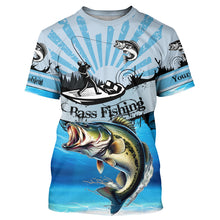 Load image into Gallery viewer, Personalized Largemouth Bass Fishing Jerseys blue Long Sleeve Fishing Shirts, Bass fishing jerseys NQS8956