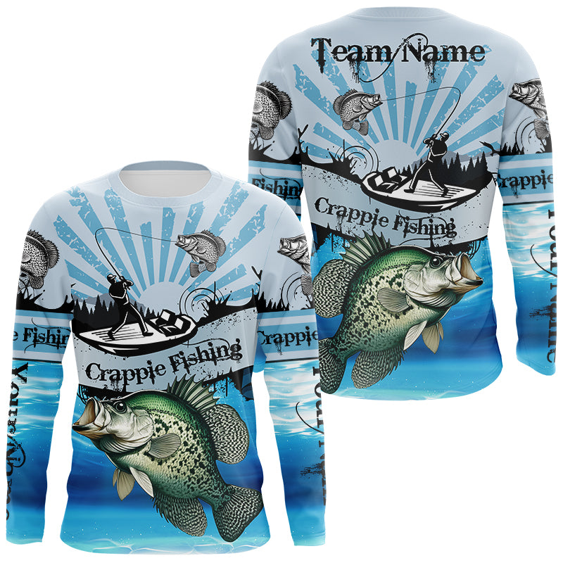 Custom Crappie Fishing Long Sleeve Fishing Shirts, Personalized Crappie Fishing Team Jerseys NQS