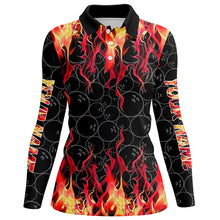 Load image into Gallery viewer, Black and Red Flame camo Womens bowling shirts Custom Flame Bowling Shirt Team Bowling Jersey NQS8961