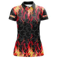 Load image into Gallery viewer, Black and Red Flame camo Womens bowling shirts Custom Flame Bowling Shirt Team Bowling Jersey NQS8961