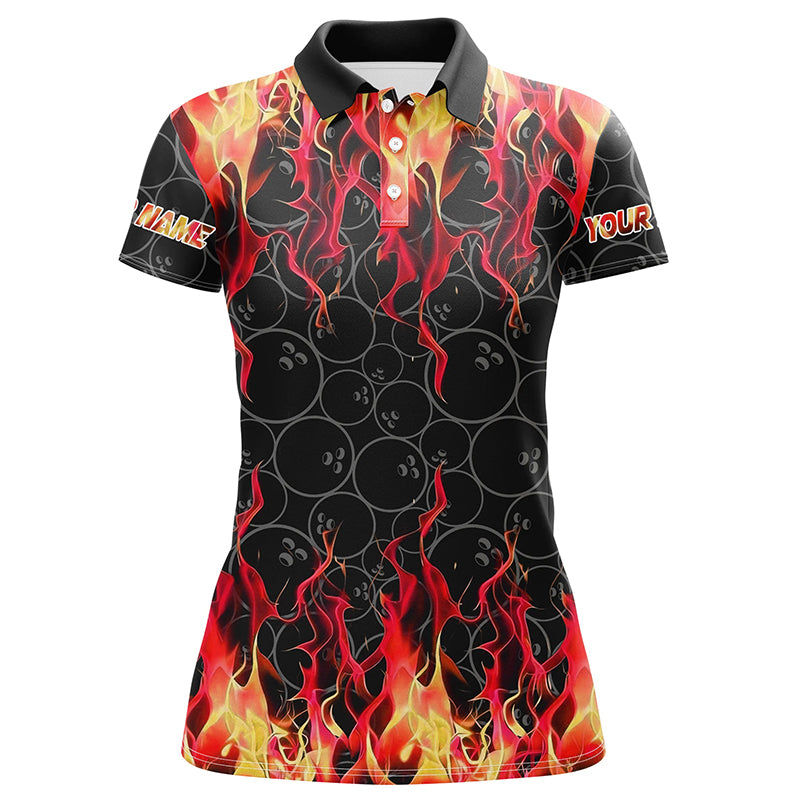 Black and Red Flame camo Womens bowling shirts Custom Flame Bowling Shirt Team Bowling Jersey NQS8961