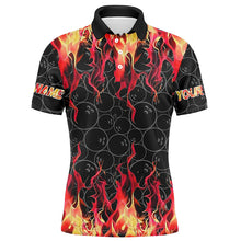 Load image into Gallery viewer, Black and Red Flame camo Men bowling shirts Custom Flame Bowling Shirt Team Bowling Jersey NQS8961