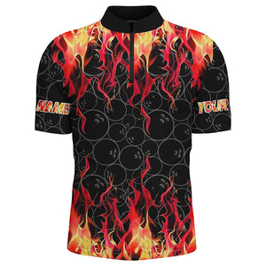 Black and Red Flame camo Men bowling shirts Custom Flame Bowling Shirt Team Bowling Jersey NQS8961