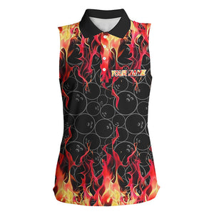 Black and Red Flame camo Sleeveless Polo shirts Custom Flame Bowling Shirt Team Bowling Jersey NQS8961