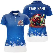 Load image into Gallery viewer, Christmas bowling Polo, Quarter Zip shirts For Women Custom Xmas Team Bowling Jerseys | Blue NQS8964