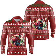 Load image into Gallery viewer, Funny ugly Christmas Red Men&#39;s Bowling Shirts Custom Team Bowling Jerseys Xmas Gift for bowlers NQS8967