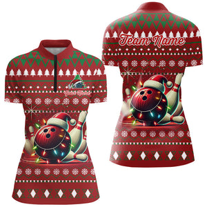 Funny ugly Christmas Red Women's Bowling Shirts Custom Team Bowling Jerseys Xmas Gift for bowlers NQS8967