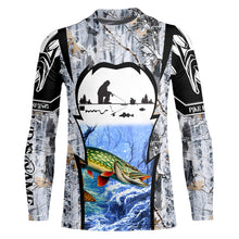 Load image into Gallery viewer, Northern Pike ice fishing Winter camo custom unisex Long sleeve fishing shirt, Ice fishing Pike jersey NQS9192