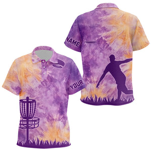 Kid Disc golf polo shirts purple tie dye disc golf basket custom disc golf jerseys NQS9197