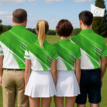 Load image into Gallery viewer, Green and white Womens golf polo shirts custom golf tops for ladies, personalized golf gifts NQS11272