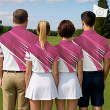 Load image into Gallery viewer, Pink and white Womens golf polo shirts custom golf tops for ladies, personalized golf gifts NQS11273