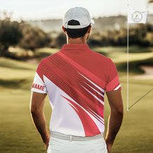 Load image into Gallery viewer, Red and white Mens golf polo shirts custom golf tops for mens, personalized golf gifts NQS11274