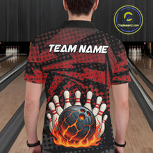 Load image into Gallery viewer, Black and Red pattern Flame Bowling Polo, 1/4 zip shirts For Men Custom Team Bowling Jerseys NQS11277