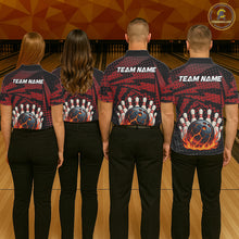 Load image into Gallery viewer, Black and Red pattern Flame Bowling Polo, 1/4 zip shirts For Men Custom Team Bowling Jerseys NQS11277