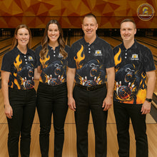 Load image into Gallery viewer, Black and Orange Flame Gorilla Bowling shirts For Men Custom Gorilla Team Bowling Jerseys NQS11279