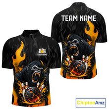 Load image into Gallery viewer, Black and Orange Flame Gorilla Bowling shirts For Men Custom Gorilla Team Bowling Jerseys NQS11279