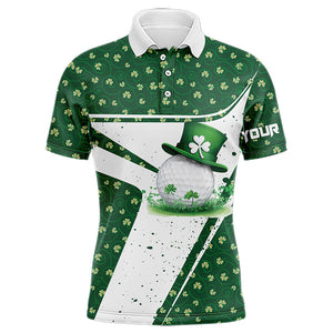 Green and White clover pattern Men golf polo shirts Customize St Patrick Day mens golf attire NQS9396