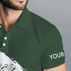 Green and White shamrock Men golf polo shirts Customize name St Patrick Day golf apparel for men NQS9397